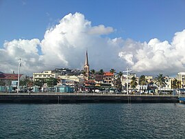 A view from the ship arriving from Les Trois-Îlets