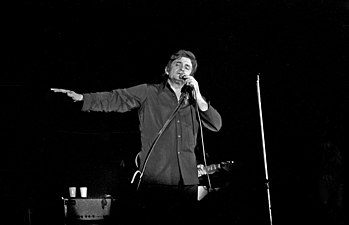 Country-western singer Johnny Cash called himself "the man in black." Image of his performance in Bremen, Northern Germany, in September 1972.