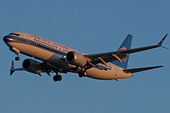 China southern, front side, low sunlight