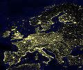 Image 25The population density of the EU is 106 people per km2. N.B. the light in the North Sea is from oil platforms. (from Demographics of the European Union)