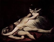 "Krimilda llora el cadáver de Sigfrido". Johann Heinrich Füssli, 1817.