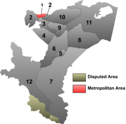 Location within Kashgar Prefecture (in red, labeled as '1')