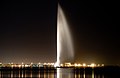 A 123 m (404 ft) high fountain off the coast of Manama. The mechanism is contained in a barge, anchored to the seabed.