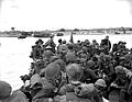 Personnel of Royal Canadian Navy Beach Commando "W" landing on Juno Beach, Mike sector of the Normandy beachhead. 6 June 1944.