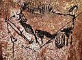 Hechicero (hombre-pájaro), embestido por un bisonte herido (Lascaux, Francia)