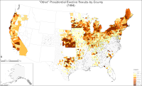 Map of "other" presidential election results by county