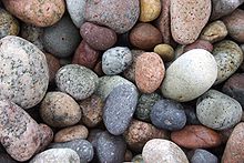 Smoothed, well-rounded rocks of many colors