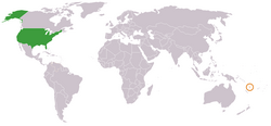 Map indicating locations of USA and Vanuatu