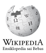 Wikipedia logo displaying the name "Wikipedia" and its slogan: "The Free Encyclopedia" below it, in Komering