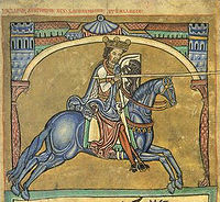 Alfonso IX of León, illustration of the Tumbo A. -Romanesque illuminated manuscripts-