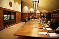 From Camp David, Vice President Dick Cheney and members of the Interagency Team on Iraq participate in a video teleconference with President George W. Bush in Baghdad, Iraq.