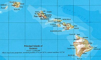 Map of Hawaii with cities