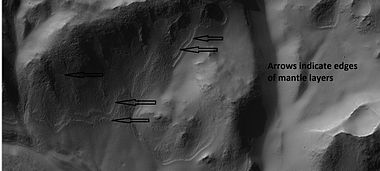 Mantle layers, as seen by HiRISE under HiWish program. Location is Eridania quadrangle