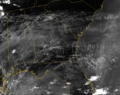 MODIS tracking of contrails generated by air traffic over the southeastern United States on January 29, 2004.