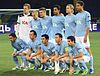 Malmö FF line up before a 2011–12 UEFA Europa League group stage match against FC Metalist Kharkiv