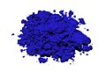 Synthetic ultramarine pigment, invented in 1826, has the same chemical composition as natural ultramarine. It is more vivid than natural ultramarine because the particles are smaller and more uniform in size, and thus distribute the light more evenly.