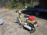 1980 Honda NC50. This underbone had its engine mounted on its swingarm.