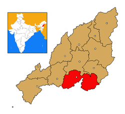 Phek district's location in Nagaland