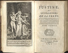 Первое издание романа «Жюстина, или Несчастная судьба добродетели» (1791)