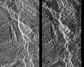 Before and after radar images of a landslide on Venus