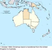 Map of the change to Australia on 1 October 1958