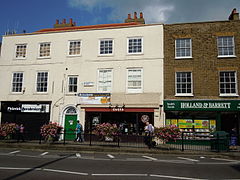 Shops in the ground floor of 18th century houses