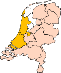 North and South Holland shown together within the Netherlands.