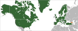 Map indicating locations of NATO and Georgia