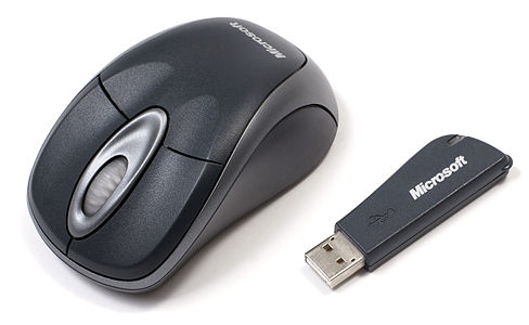 A Microsoft wireless mouse made for notebook computers