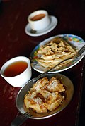 In Myanmar, paratha is commonly eaten as a dessert, sprinkled with sugar