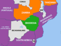 Image 40The geopolitical situation during the Rhodesian Bush War in 1965 – countries friendly to the nationalists are coloured orange. (from Zambia)