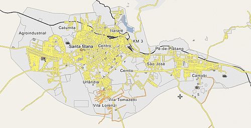 Santa Maria (Río Grande del Sur) está ubicado en Sitios Paleontológicos de Santa María