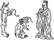 Sanshi 三尸 "Three Corpses" illustration from the (c. 9th century) Chu sanshi jiuchong baoshengjing 除三尸九蟲保生經