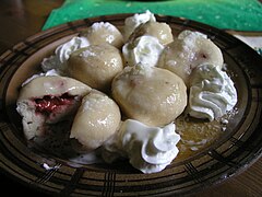 Strawberry-filled dumplings with cottage cheese