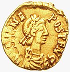 Tremissis depicting Flavius Julius Nepos (474-480), the de jure last Emperor of the Western Court of Western Roman Empire