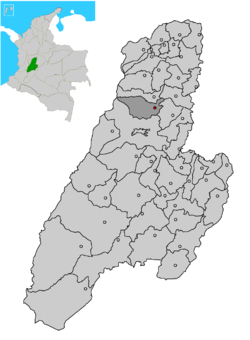 Location of the municipality and town of Anzoátegui in the Tolima Department of Colombia.