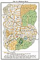 Image 7Map of a medieval manor. Notice the large commons area and the division of land into small strips. The mustard-colored areas are part of the demesne, the hatched areas part of the glebe. William R. Shepherd, Historical Atlas, 01923 (from History of capitalism)