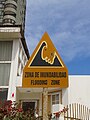 A Tsunami hazard sign (Spanish - English) in Iquique, Chile.