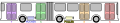 Image 93Schematic of an articulated bus, showing four passenger doors and two powertrain configurations. (from Articulated bus)