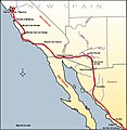 Image 52Map of the route taken by the Anza Expedition of 1775–76, from the Presidio of Tubac to San Francisco Bay. (from History of California)