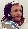 NASA Astronaut Neil Armstrong wearing "Snoopy" cap with Plantronics (SPENCOM) headset prior to his Apollo 11 lunar landing in 1969.