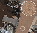 Curiosity finds a "bright object" in the sand at "Rocknest" (October 7, 2012)[1]​ (close-up).