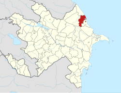 Map of Azerbaijan showing Shabran District