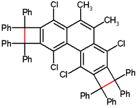 cyclobutabenzene with a bond length in red of 174 pm