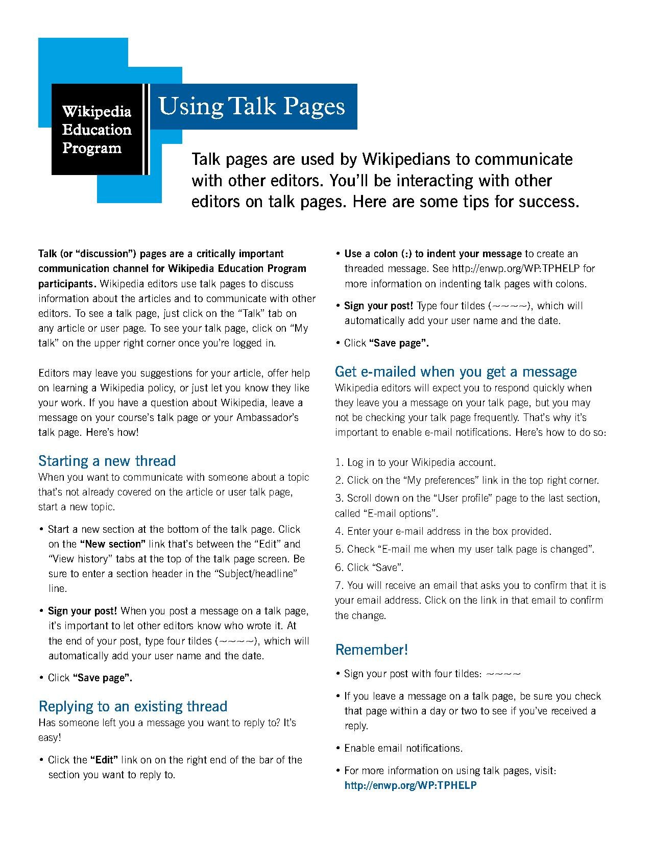 Using Talk Pages