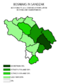 Map of Sandžak showing percentage of Bosniaks by municipalities according to 2011 Censuses of Population in Serbia and in Montenegro