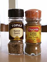 Commercially packaged whole and ground cumin seeds