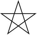 Image 6The star Yoonir, symbol of the Universe in Serer religion and Cosmogony. The peak of the star (top point) represents the Supreme Deity (Roog). The other four points represent the cardinal points of the Universe. The crossing of the lines ("bottom left" and "top right", and "top left" and "bottom right") pinpoints the axis of the Universe that all energies pass. The top point is "the point of departure and conclusion, the origin and the end". Among the Serers who cannot read or write the Latin alphabet, it is very common for them to sign official documents with the star of Yoonir, as the star also represents "good fortune and destiny". Yoonir also represents the Serer people and the Serer precolonial Kingdom of Sine. Credits: Sarang, AnonMoos, (and Yoonir file by Tamsier) For more about the pentagram in Serer spirituality, see Yoonir in Serer religion and Serer creation myth.