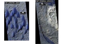 Dunes in two craters, as seen by HiRISE under the HiWish program