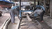 Small boatyard horizontal band saw, Hoi An.